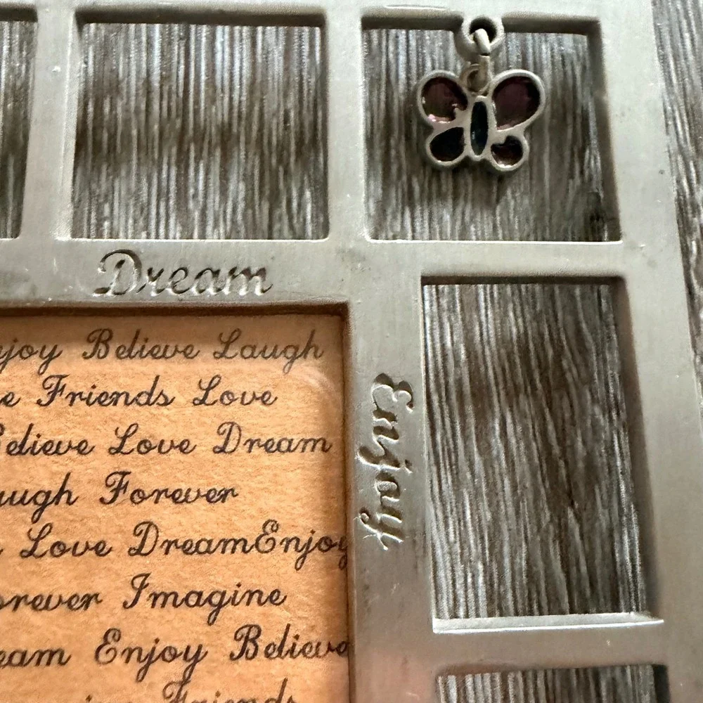 Inspirational Butterfly Pewter Tone Metal Picture Frame Friends Love Dream 6x5.5